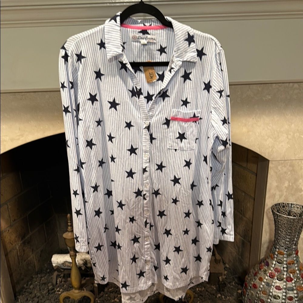 Dearfoams Star Patterned Night Shirt Size Large